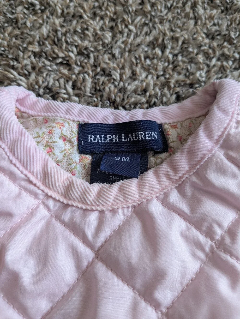 Ralph Lauren Baby Girl's Quilted Dress Size 9 Months Pink
